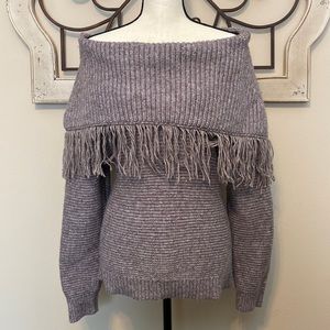 NWOT Maurices plus size cowl neck/off the shoulder fringe sweater